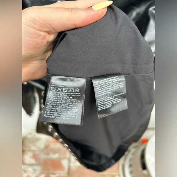 H&M Stud-embellished coated Leather dress in Black - Picture 9 of 10